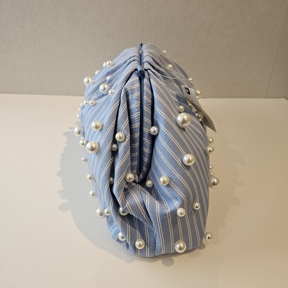 Anthropologie Blue Faux Pearl Frankie Clutch Bag NWT - Picture 6 of 10